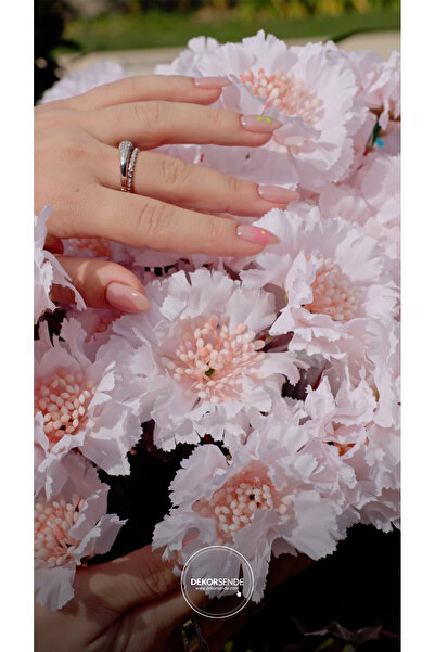 Dekorsende Yapay Katmerli Lisyantus Dalı Pudra 68 cm