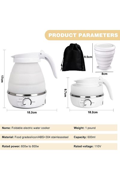 COOYA Foldable Electric Kettle, 600ML Travel Electric Kettle, Travel Collapsible,Separable Power Cord