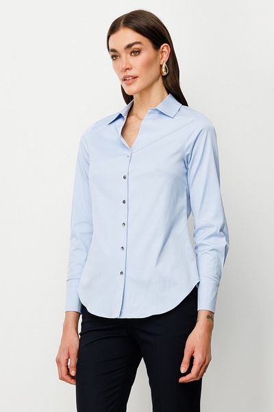 Ekol Bluză minimalistă pentru femei cu mâneci lungi și guler cămașă - Business & Casual