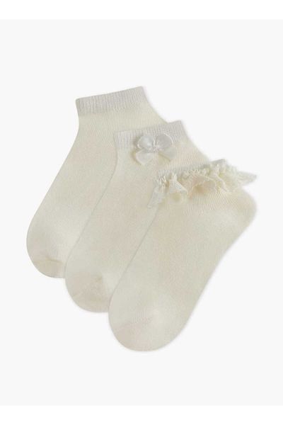 Little Missy Ribbed Non-Terry Ankle Length Socks - Set of 3