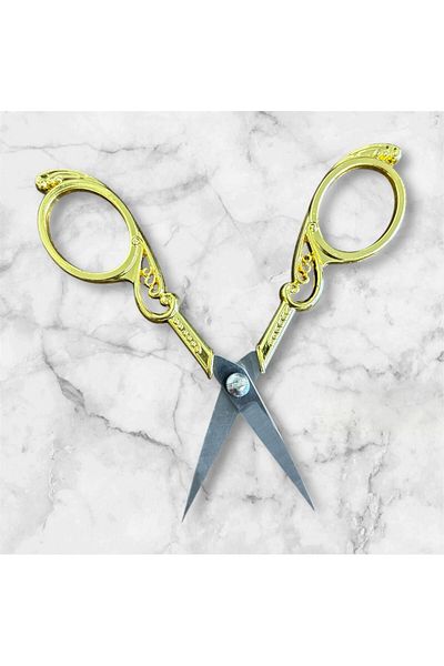 OZN AKSESUAR Gold Color Promise Engagement Scissors - Ribbon Opening, Special Day Merasim Embroidered
