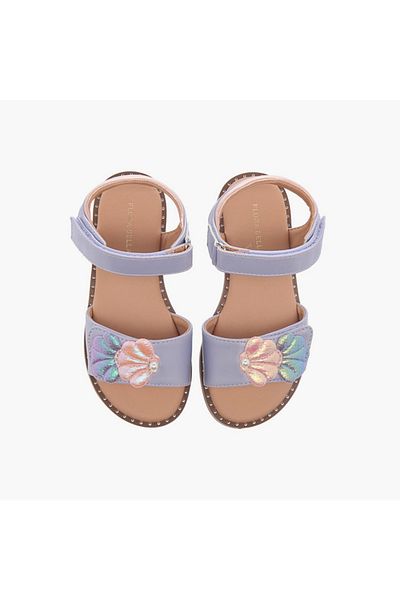Flora Bella by Shoexpress Flora Bella Seashell Applique Sandals with Hook and Loop Closure