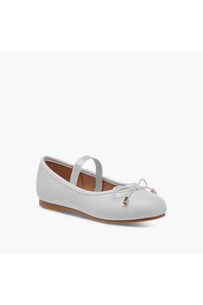 Juniors Bow Accent Ballerina Shoes with Elasticated Strap