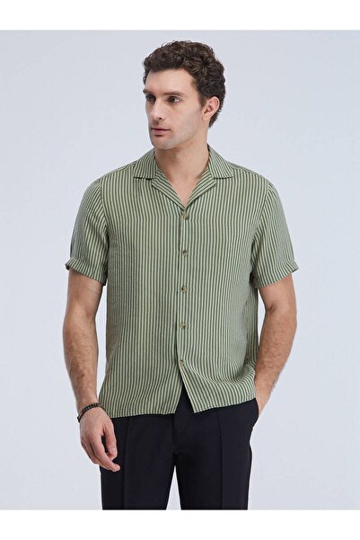 Kip Ανδρικό πουκάμισο με κοντό μανίκι με ρίγες κανονικής εφαρμογής Gm-4682