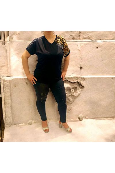 VERA COLLECTİON Battal Size Full Lichra Stone Embroidered Women's Bluz