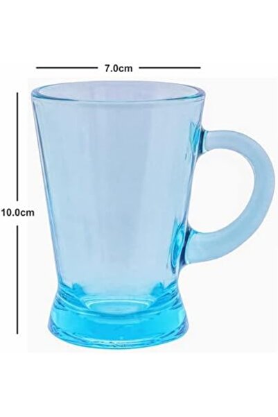 Paşabahçe 6-piece blue glass tea cups, 180 ml