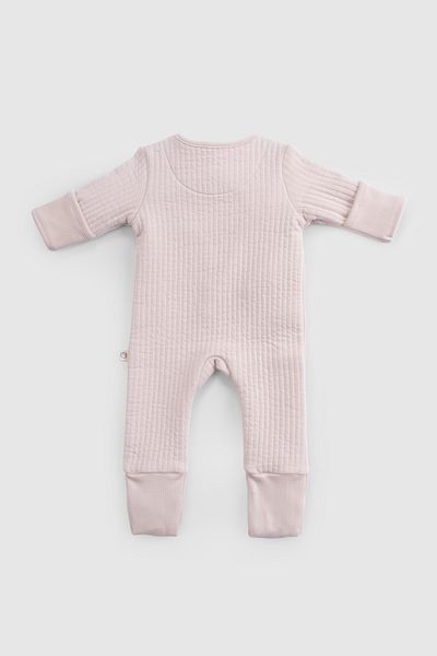Little Gusto Quilted Pink Baby Romper with Booties and Gloves