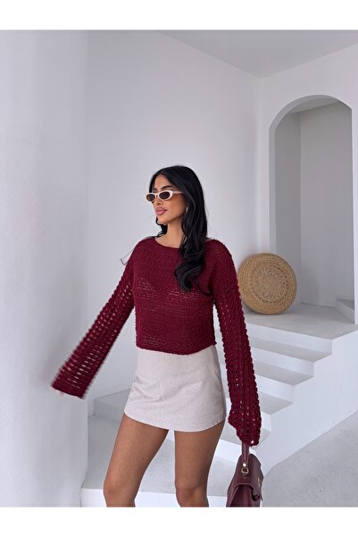 KENZA'A TRİKO Жіноча ажурна трикотажна блузка