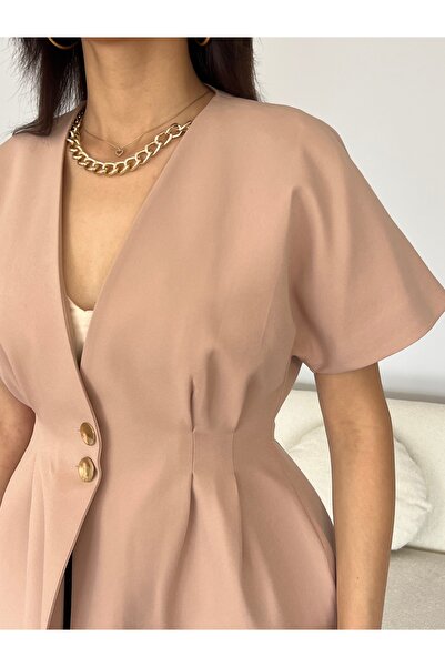 Nesil Γυναικείο μπουφάν με κοντό μανίκι με κουμπιά στη μέση