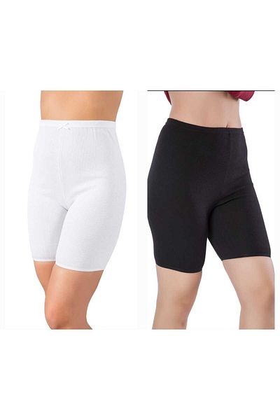 LÜXDRM 4 Pieces Women's High Waist 2 Pieces Black 2 Pieces White Cotton Long Panties