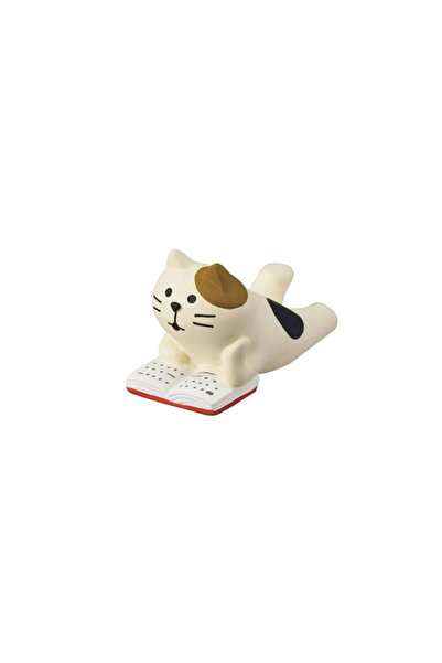neşe palamudu Kitap Okuyan Kedi Mini Figür