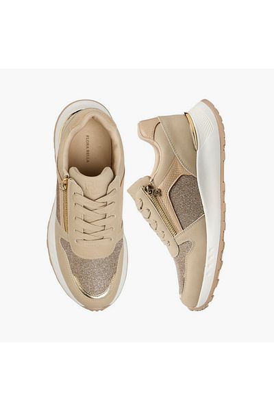 Flora Bella by Shoexpress Flora Bella Glitter Panelled Sneakers with Lace-Up Closure