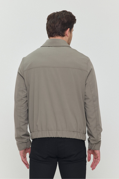 STONCS Ανδρικό βαμβακερό πουκάμισο χακί με πέτο