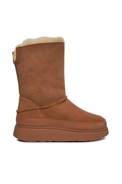 Fitflop Γυναικεία Καφέ Δερμάτινα Genff Κοντά Αθλητικά Fitflop Διπρόσωπα
