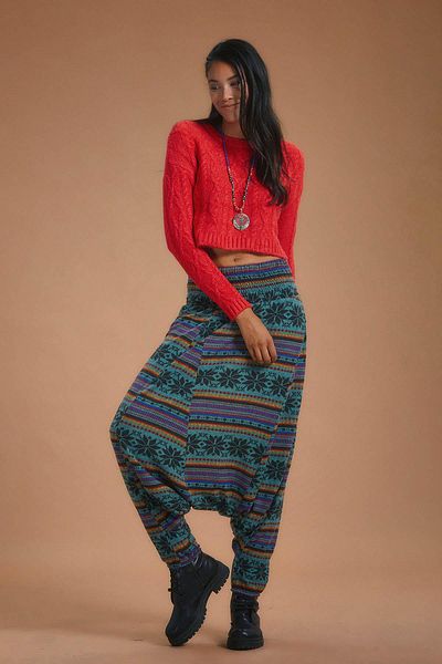 Los banditos Pantaloni largi de damă cu model de ulei de iarnă cu talie Gipe