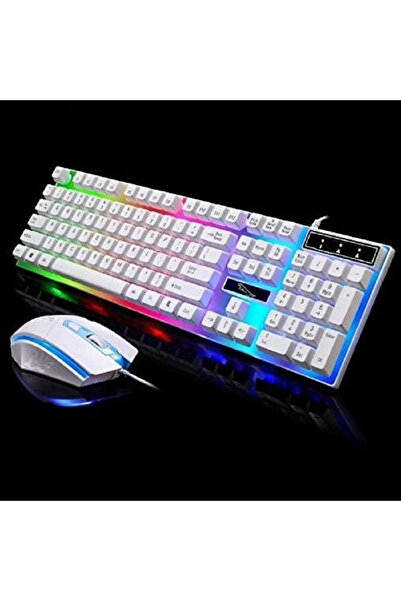 Primo Plus مجموعة لوحة مفاتيح ألعاب LED مع ماوس باللون الأبيض