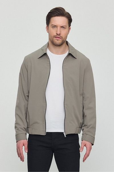 STONCS Men's Khaki Cotton Shirt Collar Jacket