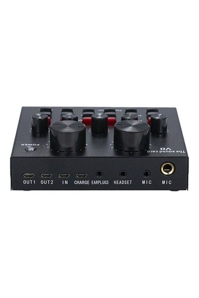 COOYA Professional Intelligent Volume Adjustable Audio Mixer Live V8s Sound Card Black