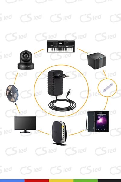 CSled 12V 5A Priz Tipi Adaptör – 5.5x2.5 mm Uçlu, Plastik Kasa, Güvenilir Güç Kaynağı