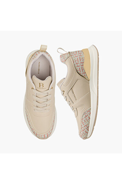 Flora Bella by Shoexpress Flora Bella Monogram Print Sneakers with Lace-Up Cl...