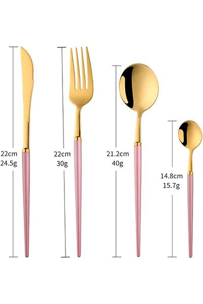 Buyer Star Buyer Star cutlery set of 4, stainless steel, pink/gold