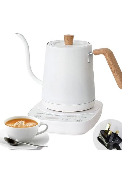 COOYA Electric Gooseneck Kettle, 900ml, 1000W Rapid Heating, Automatic Temperature Control(White)