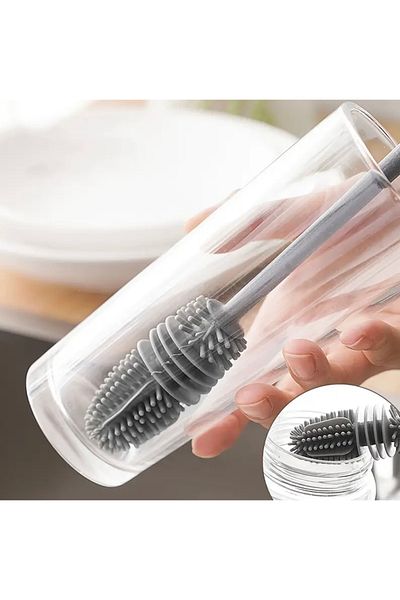 Home Silicone Long Handled Cup and Bottle Cleaning Brush |   Flexible Bristles, Ergonomic Handle, 28 cm