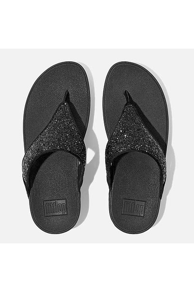 Fitflop Γυναικείες μαύρες σαγιονάρες Lulu με γκλίτερ Fitflop