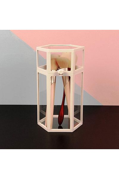 YANROO Organizator cosmetic YANROO, plastic/ sticla, alb, 22 x 12 cm