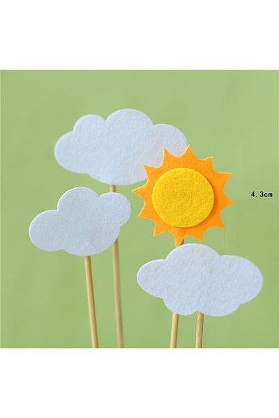 Morofme Cake Decoration Set, Dinosaur Pattern, Clay/Felt, Multicolor, 12 Pieces
