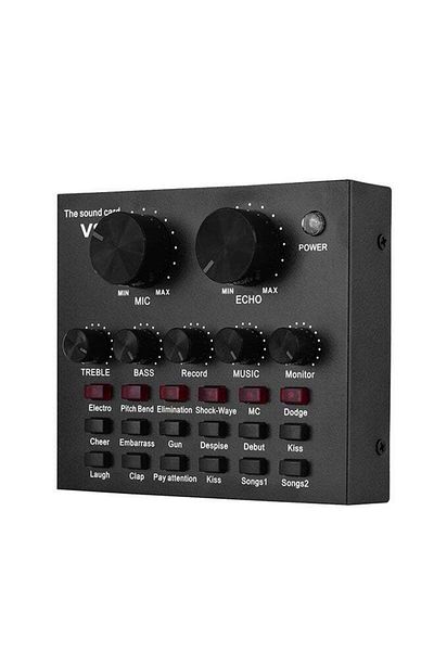 COOYA Professional Intelligent Volume Adjustable Audio Mixer Live V8s Sound Card Black