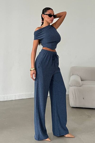 ZISHAN Bluză și pantaloni drapați asimetrici - Seturi de două piese pentru femei de vară 990