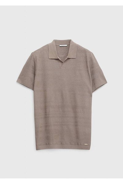 Ramsey Πλεκτό πουλόβερ με λαιμόκοψη Mink Polo Jacquard Λινό Μικτό