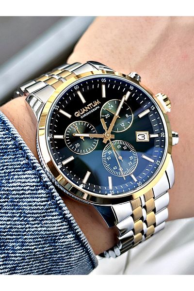 Quantum Men's Wristwatch with Functions 10 Atm Waterproof Steel Case Pwg1008Sz