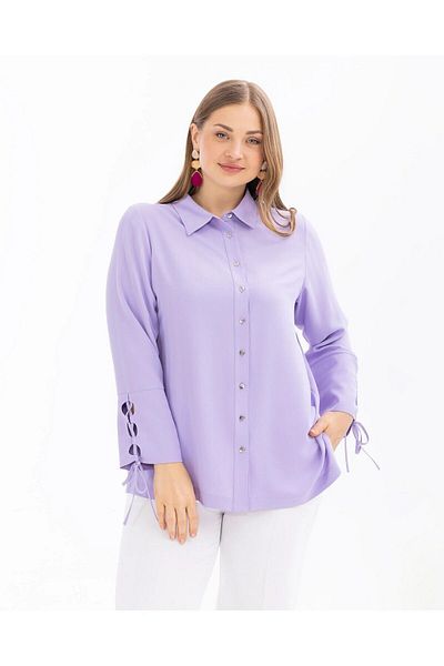 SEÇİL Cămașă de damă liliac cu mânecă lungă, cu mâneci mari 10002411514007