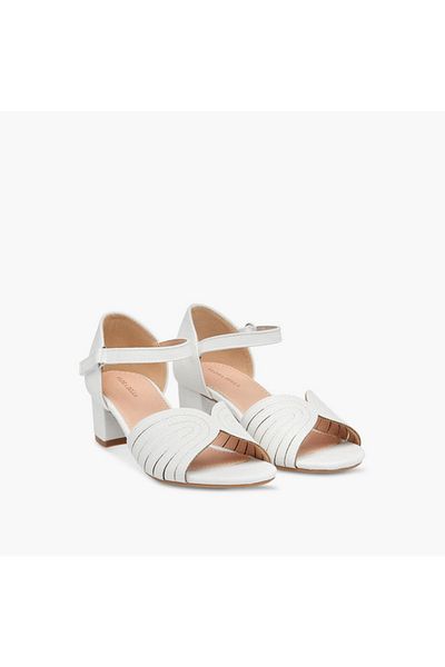 Flora Bella by Shoexpress Flora Bella Textured Block Heel Sandals with Hook and Loop Closure