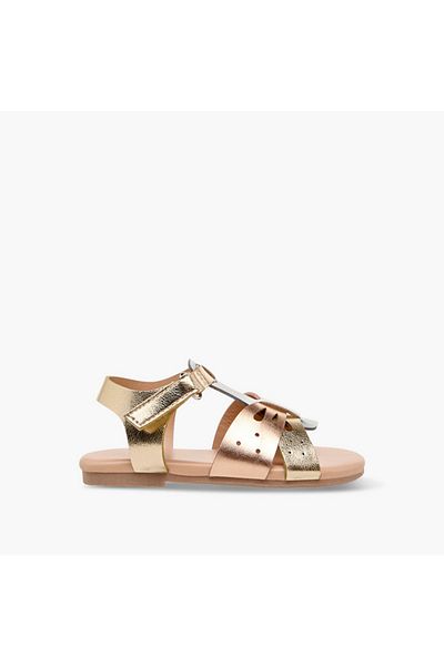 Flora Bella by Shoexpress Flora Bella Cutwork Detail Sandals with Hook and Loop Closure
