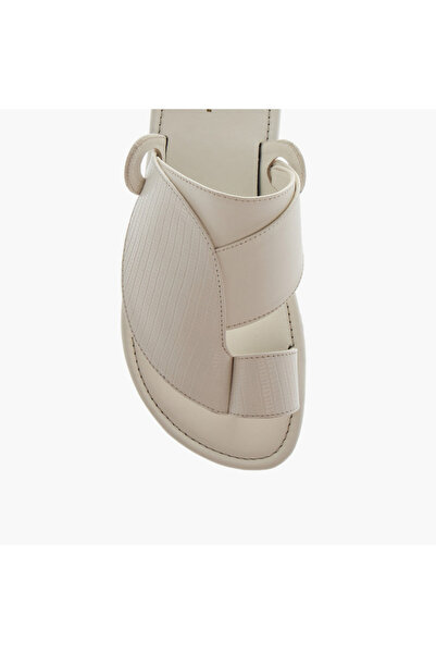 LBL by Shoexpress Textured Slip-On Arabic Sandals with Toe Loop Detail