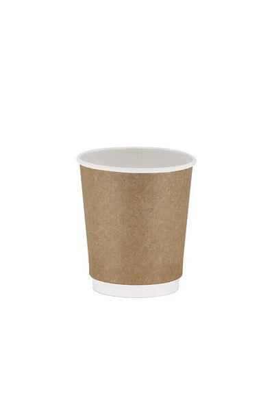 KENT Bencup Double Wall Kraft Cardboard Cups and Lids Set 8 oz White 25 Pcs
