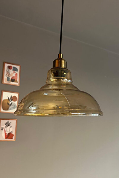 Bamyum Vishi Cam Bal Rengi Tekli Avize Eskitme Başlık Retro Sarkıt Lamba Restoran Salon Aydınlatma