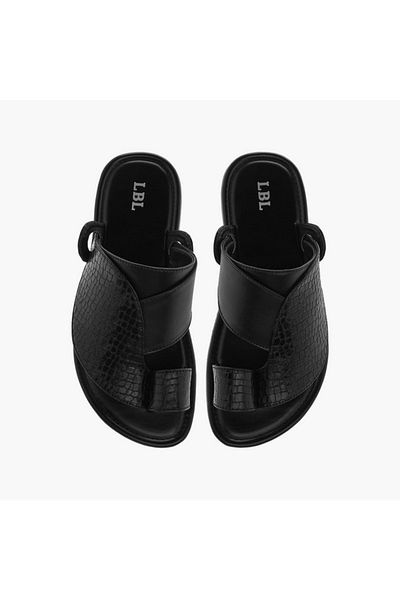 LBL by Shoexpress Textured Slip-On Arabic Sandals with Toe Loop Detail