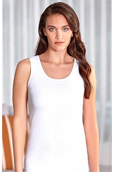 Berrak Women's Ribbed Matte Piping Wide Strap Undershirt Berrak-2037