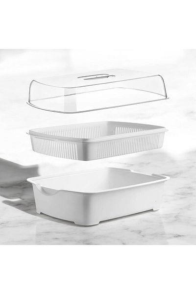 Nesto Home Multi-Purpose Storage Container with Lid and Strainer