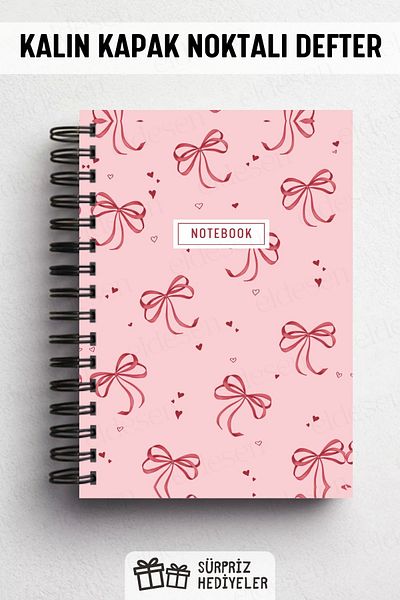 Eldesen Tasarım Spiral Thick Cover Dotted Notebook, A5 Size 80 Sheets 160 Pages, Dotted Notebook