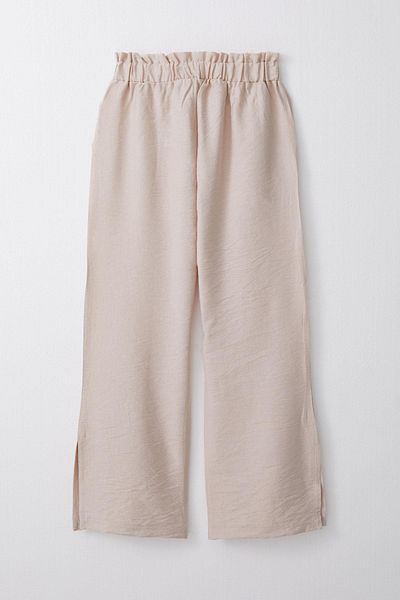 Breeze Beige Girl's Trousers 8-14 Years, Elastic Waist with Slits on the Sides