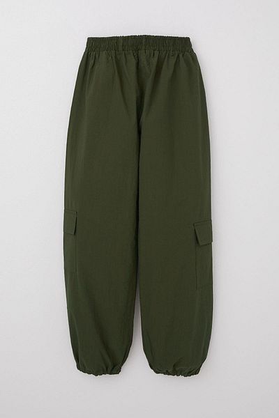 Breeze Girl's Parachute Jogger Leg Pants Cargo Pocket 7-12 Years, Khaki Green