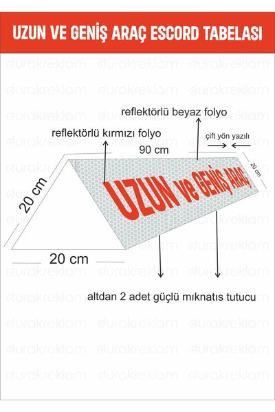 DURAK REKLAM Uzun ve Geniş Araç Mıknatıslı Tabela 70 cm