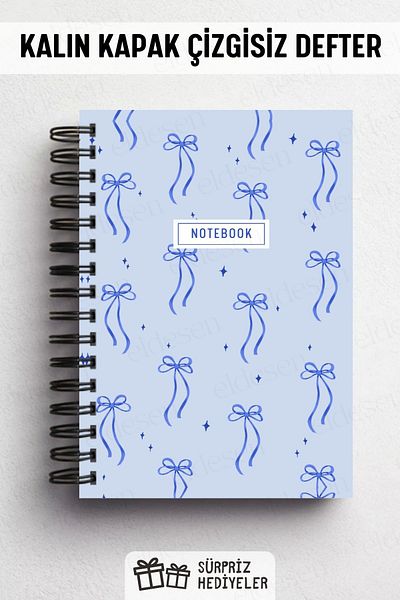 Eldesen Tasarım Spiral Thick Cover Unlined Notebook, A5 Size 80 Sheets 160 Pages, Unlined Notebook