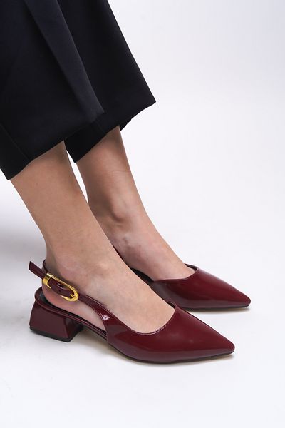 Riccon Pantofi cu toc Iohsevel pentru femei 0012124   Piele lacuita rosie Claret