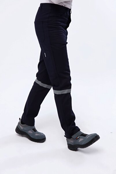 Çamdalı İş Elbiseleri İş Pantolon 16/12 Pamuk Gabardin Lacivert İş Pantolonu 5 Cepli Reflektörlü Yazlık İnce Kumaş